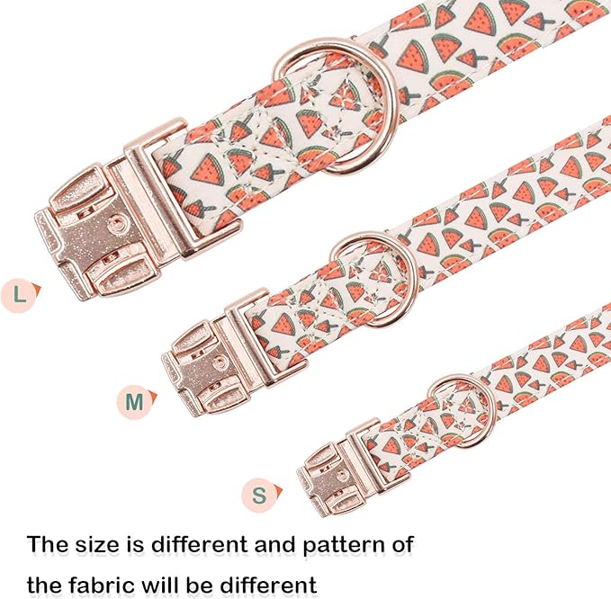 Cotton Dog Collar Metal Buckle Daisy Summer L(15-23in))