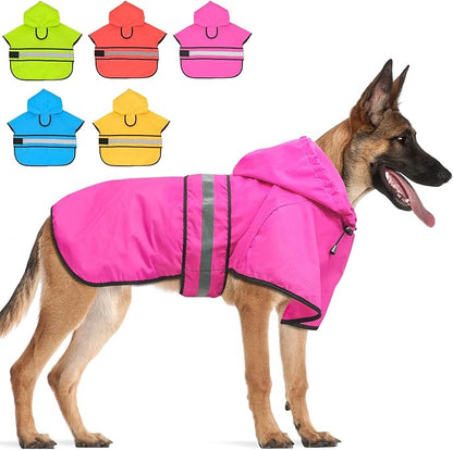 Candofly Dog Raincoat Reflective Dog Rain Jacket Waterproof Hooded Ponch Dog Rain Coat for Small Medium Large Dogs (Pink