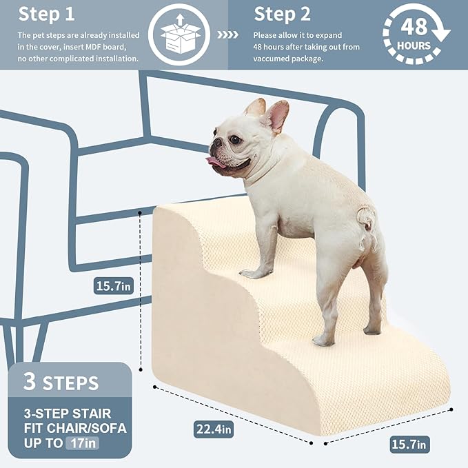 BOMOVA Dog Stairs for Small Dogs 3-Step Dog 2/3/4/5 Steps