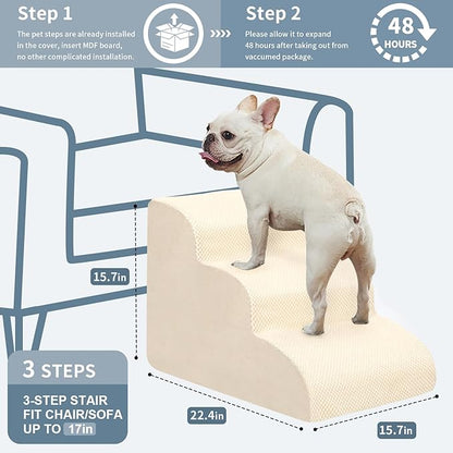BOMOVA Dog Stairs for Small Dogs 3-Step Dog 2/3/4/5 Steps