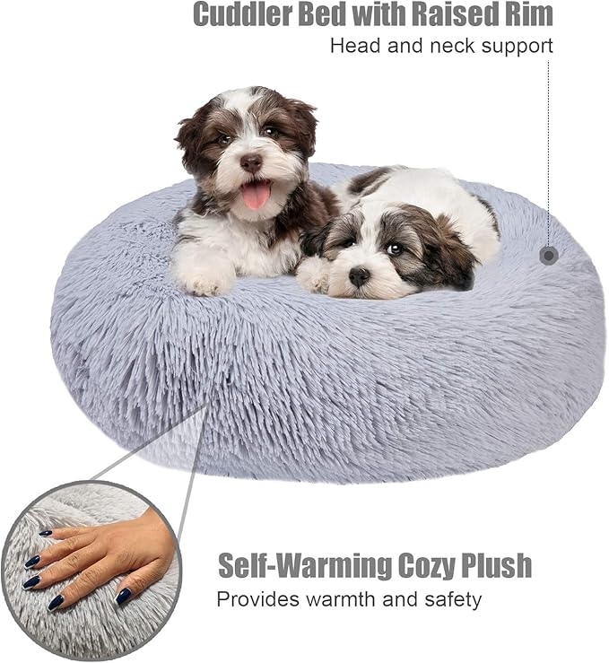 Aurako Cat Bed Dog Bed Round Cushion Pet 23" Light