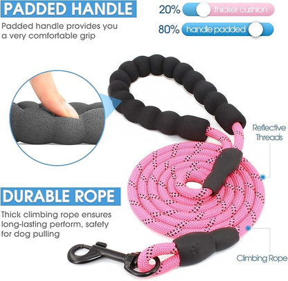 BAAPET 2/4/5/6 FT Dog Leash with Comfortable Padded Handle and Highly Reflective Threads for Small Medium and Large Dogs (5FT-1/3''