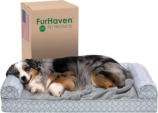 Furhaven Cozy Orthopedic Dog Bed for Large/Medium Dogs w/ Removable Bolsters & Washable Cover 55 lbs