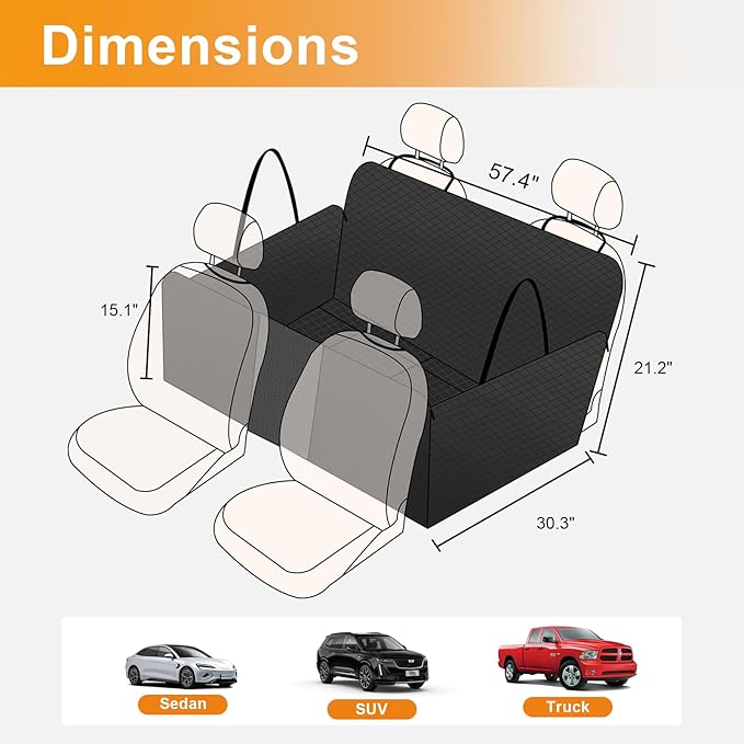 Honest Back Seat Extender for Dogs 400lbs, Waterproof