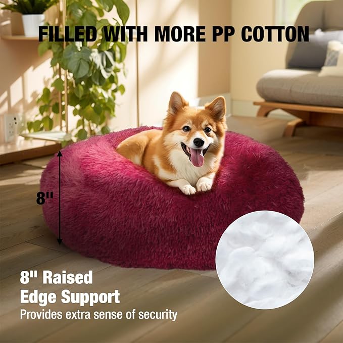 Veehoo Calming Cat Bed for Small Cats 20", Burgundy