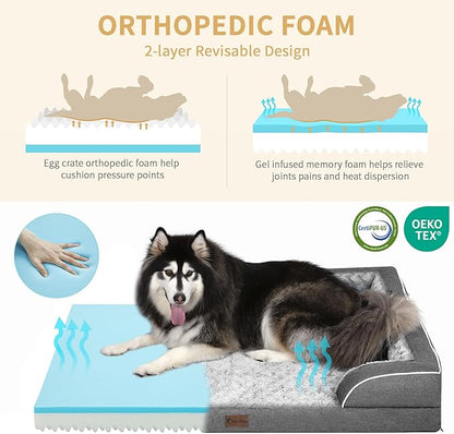 Memory Foam Large Dog Bed with Bolsters