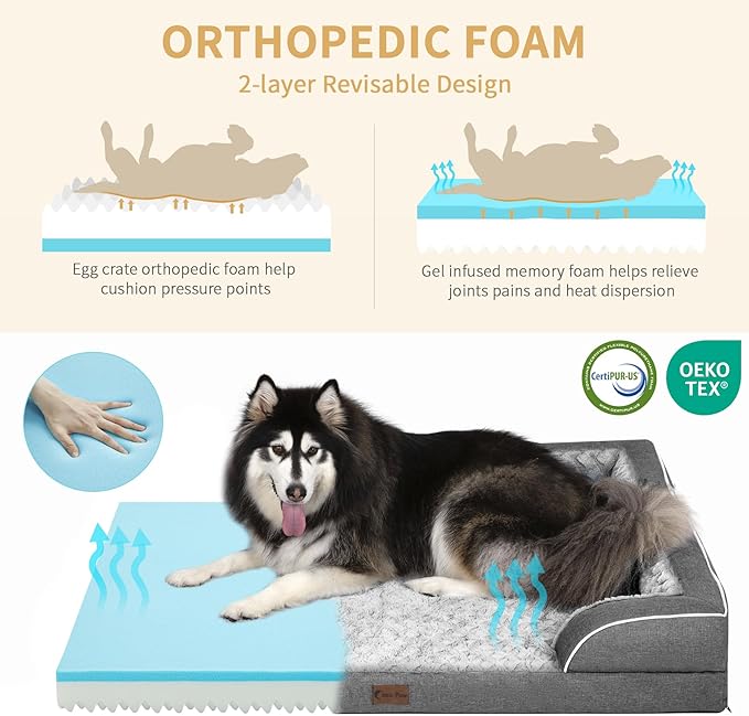 Memory Foam XXL Dog Bed with Bolsters