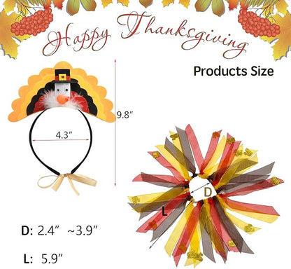 Vehomy Dog Thanksgiving Costume Pet Dog Turkey Headband Headwear Hat Puppy Thanksgiving Halloween Collar Dog Tutu Skirt Pet Halloween Turkey Costume for Cats Dogs 3Pcs