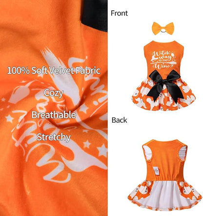 CuteBone Dog Dresses Velvet Holiday Small Dogs Clothes CVA25S-D