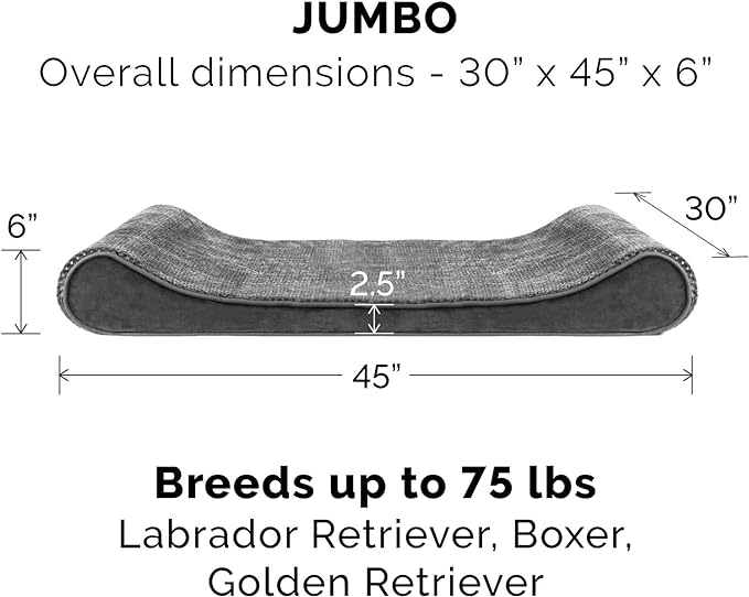 Furhaven Replacement Dog Bed Cover Minky Plush & Velvet Contour Luxe Lounger