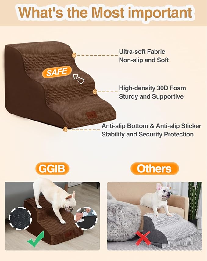 Dog Stairs for Small Dogs 3-Step Dog