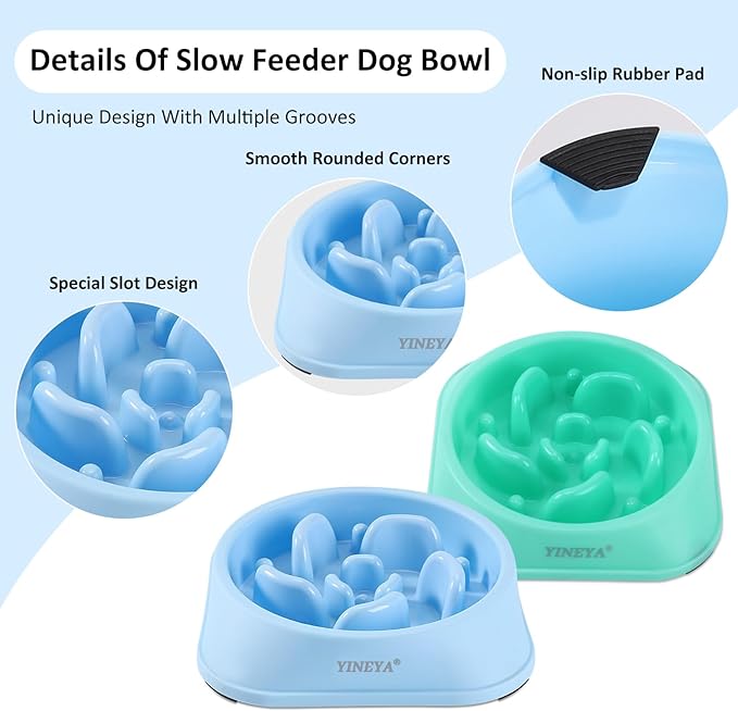 2Pcs Dog Puzzle Bowl Dog Feeder, Dog Puzzle Feeder, Dog Bowls Small Size Dog, Slow Feeder Dog Bowls Large Breed, Dog Slow Feeder Bowl, Dog Food Bowl Slow Feeder, Dog Bowl Slow Feeder Green&Blue