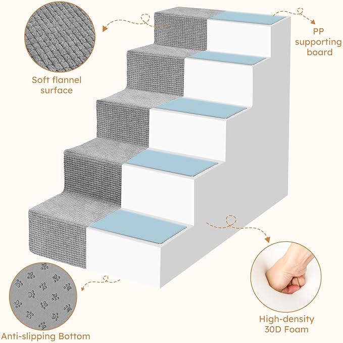 Heeyoo Dog Stairs for Small Dogs 5-Step Dog 23" High