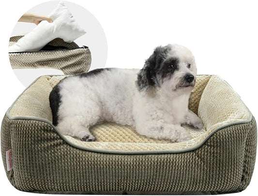 Miguel Medium Small Dog Bed with Washable Removable Cover 25 Inches