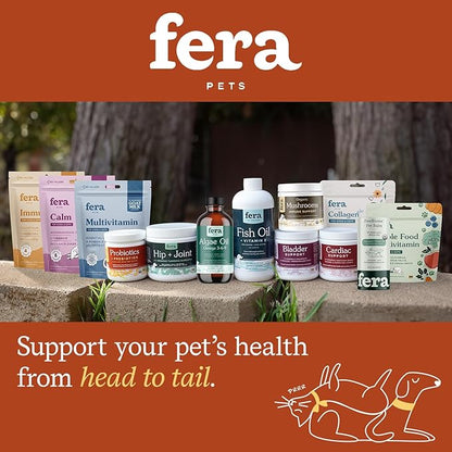 Fera Pet Organics Probiotics for Dogs & Cats - Vet Created - Cat & Dog Probiotic Supplement - 12 Strains & Prebiotics for Pet’s Digestion - 60 Scoops