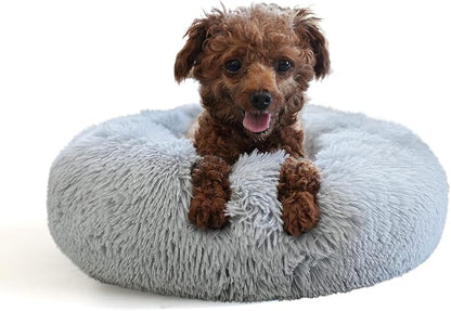 Tiny Dog Bed Fluffy Puppy Bed Washable Donut 15 Inches