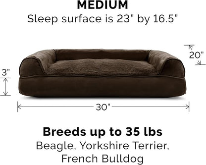 Furhaven Pillow Dog Bed for Medium/Small Dogs w/ Removable Bolsters & Washable Cover