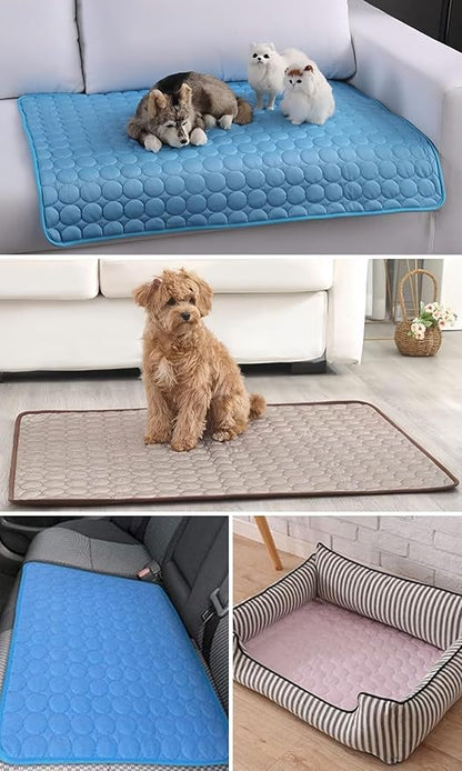 Dog Cooling Mat Washable Seats(Blue,15x19in)