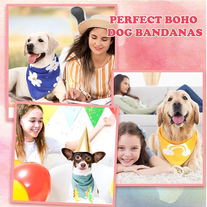 100 Pcs Boho Dog Bandanas Bulk Pet Bandanas