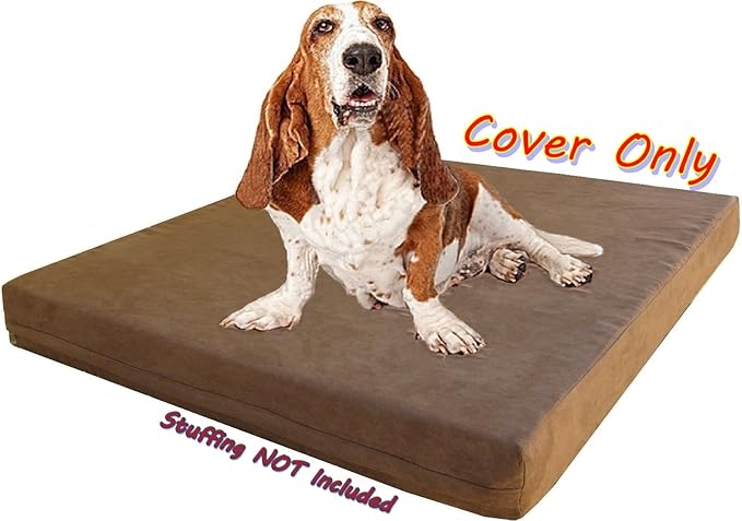 Dogbed4less External Pet Bed Cover with Zipper Liner for Large Dog, 40"X35"x4" XL, Brown - Replacement Cover Only