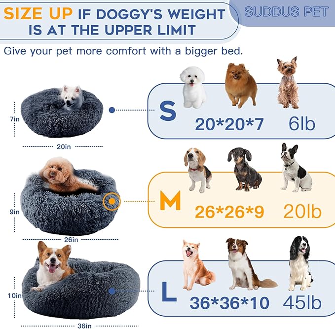 suddus Anti Anxiety Dog Bed with Blanket Attached 26"