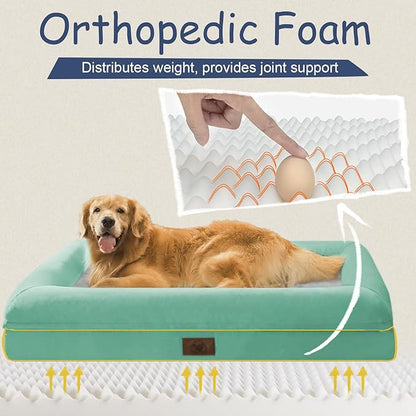 Orthopedic Washable Large Dog Bed: Large Dog Bed Bolster Waterproof