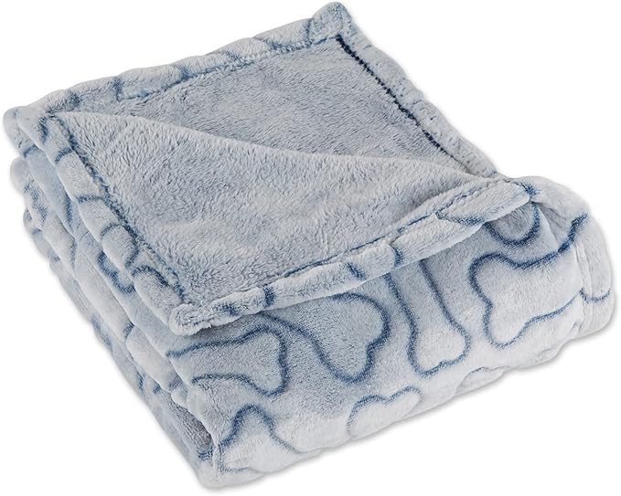 Bone Dry Embossed Bone Print Pet Blanket 36x48", Navy