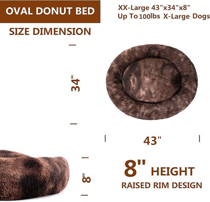 Coohom Oval Calming Donut Cuddler Dog Bed Bed(30"/36") for (XXL(43"x34"x8"), Brown2021)