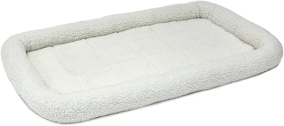 MidWest Homes for Pets Bolster Dog Bed 48L-Inch White Fleece Dog Bed w/ Comfortable Bolster 48-Inch Dog