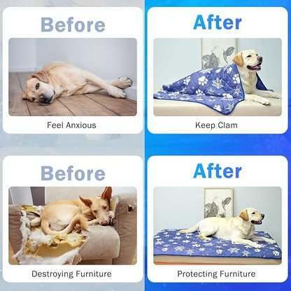 SCENEREAL Dog Cooling Mat for Large Dogs, Washable Dog Cooling Blanket for Summer Hot Day,Pet Throw Blanket Soft Durable to Keep Cool, Sofa Couch Car Seat Cover for S,M,L,XL Breeds, Blue 40"x28"