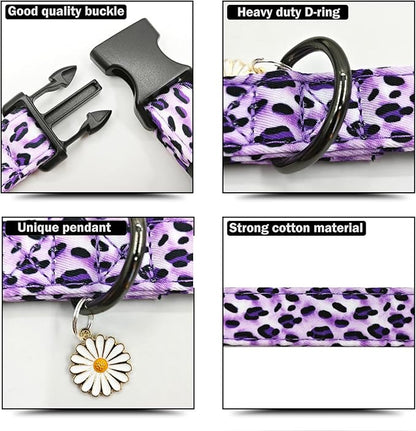 Leopard Patterns Dog Collar with Pendant