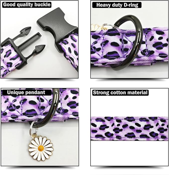 Leopard Patterns Dog Collar with Pendant