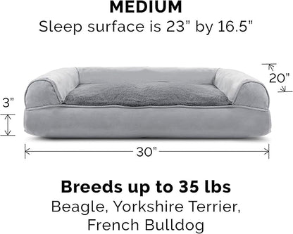 Furhaven Pillow Dog Bed for Medium/Small Dogs w/ Removable Bolsters & Washable Cover