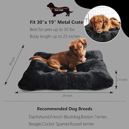 30 inch Dog Crate Bed Washable for Medium Size Dogs Extra Soft 30 x 19 Dog Crate Bed for Kennel or Cage with Anti-Slip Bottom Puppy Sleeping Mat Ease Pet Anxiety & Provides The Perfect Sleep,Black