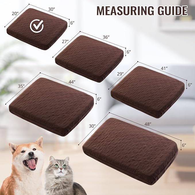 nanbowang Waterproof Dog Bed Covers Replacement Washable Pet Hair Easy to Remove, Dog Pillow Cover Quilted, Pet Bed Cover Lovely Puppy Bed Cover for Dog/Cat 20x30 Brown