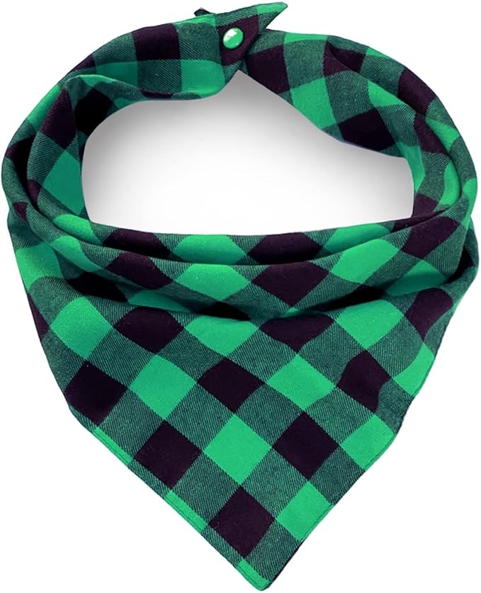 Birthday Plaid Dog Bandana with Button