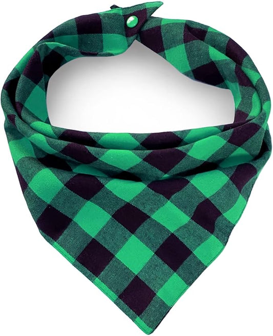 Birthday Plaid Dog Bandana with Button