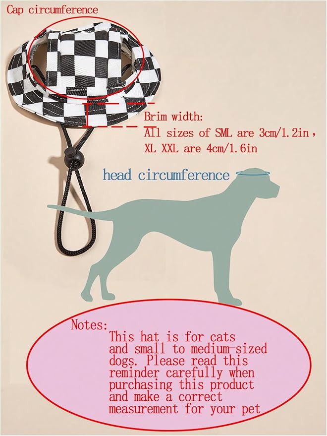 Grid Pattern Dog Hat with Ear Hole Round