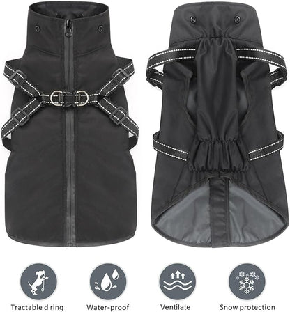 Mosucoirl Dog Raincoat Waterproof Dog Hoodie Reflective Dog Raincoat Hooded Adjustable Rain Jacket for Small Medium Large Dogs Puppies (Black, XXL)