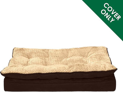 Furhaven Replacement Dog Bed Cover Minky Plush & Suede Pillow Top Mattress