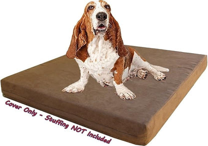 Dogbed4less DIY Pet Bed Pillow Brown MicroSuede Duvet Cover and Waterproof Internal case for Dog at 41X27X4 Inch - Covers only