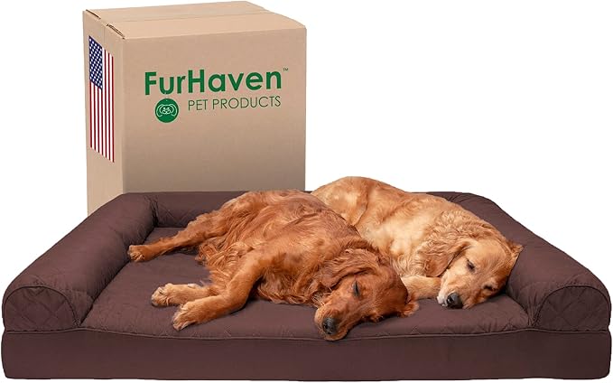 Furhaven Orthopedic Dog Bed for Large Dogs w/ Removable Bolsters & Washable Cover 125 lbs