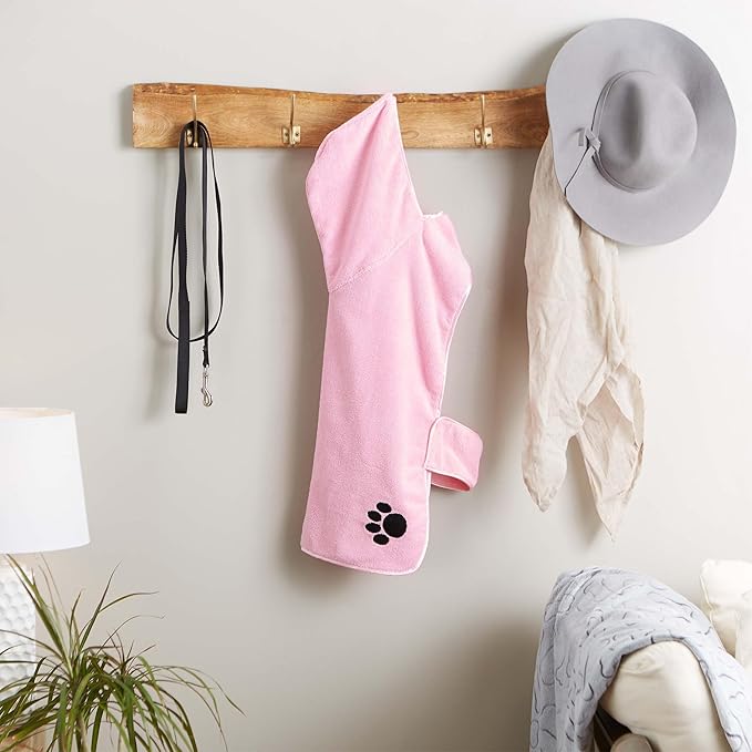 Bone Dry Pet Robe Collection Embroidered Absorbent Microfiber Bath Robe with Adjustable Closure