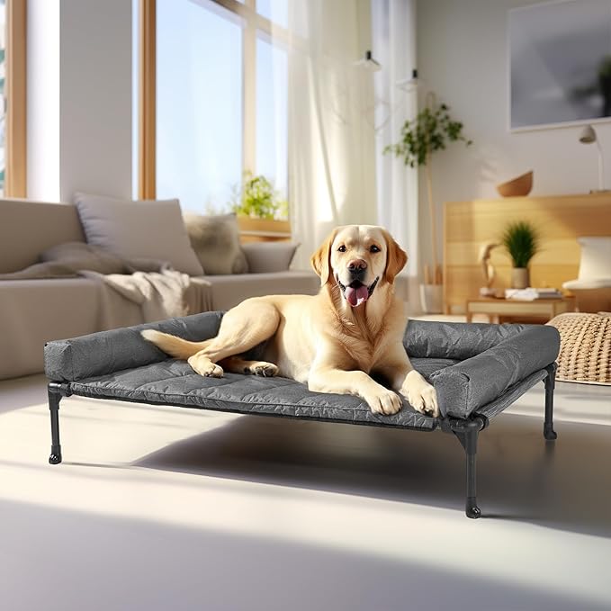 Veehoo Cooling Elevated Dog Bed + Waterproof Removable Pillow-Top Mat