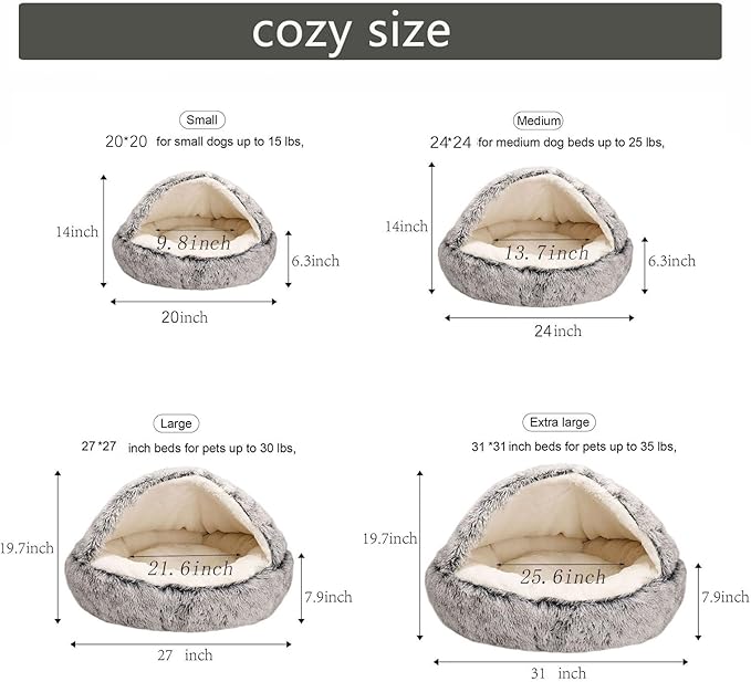 Cat Beds for Indoor Cats Cave & Calming Dog Beds A27inch, Grey