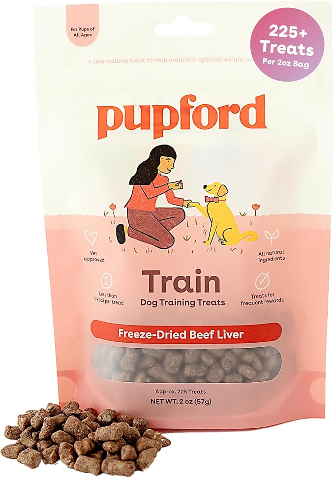 Pupford Freeze Dried Training Treats for Dogs & Puppies, 225+ Three Ingredient Bites (Beef Liver, 2 oz)