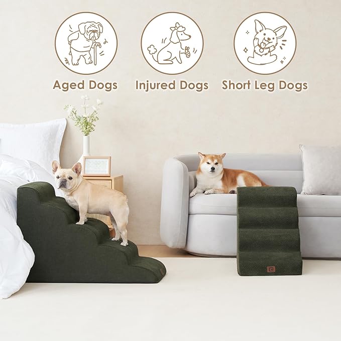 EHEYCIGA Curved Dog Stairs for High Beds 22.6" H 5-Step Dog