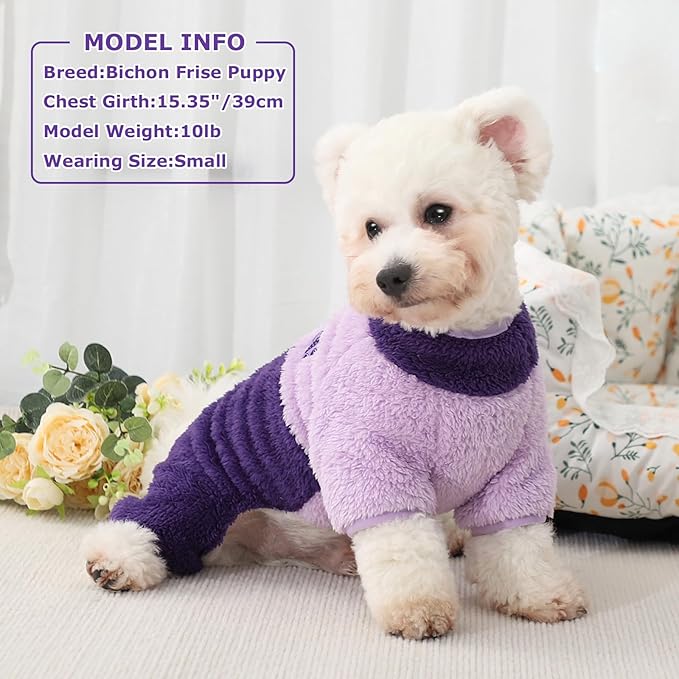 Dog Sweater Pajamas Fall Dog Clothes for Small Dogs Girl & Boy Warm Turtleneck Dog Pjs Puppy Onesie Jumpsuits Winter Hairless Cat Clothes Dog Apparel Pet Clothes, Purple