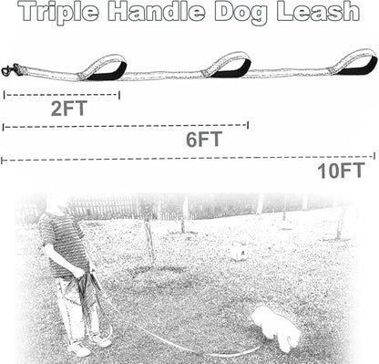 3 Handle Dog Leash 10FT Triple