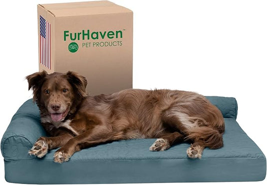 Furhaven Memory Foam Dog Bed for Large Dogs w/ Removable Bolsters & Washable Cover 95 lbs